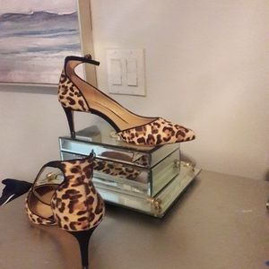 Leopard Pumps with Ankle Strap